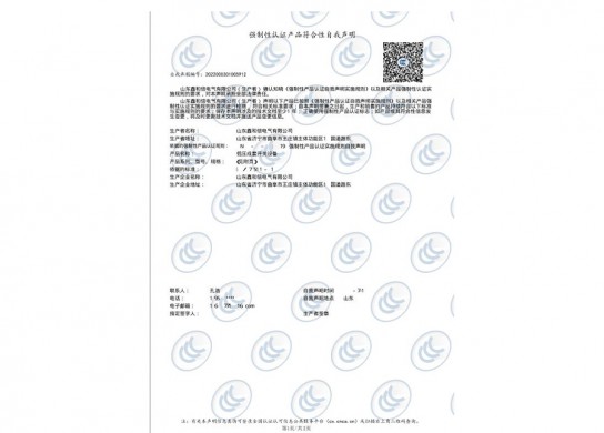 强制性认证产品符合性自我声明